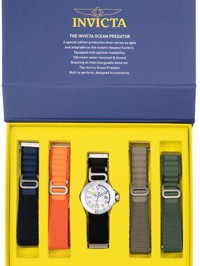 $299 Invicta Ocean Predator Men 44mm 5 Color Interchangeable Strap Watch NIB